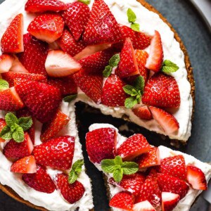 Strawberry Cake with a slice taken out