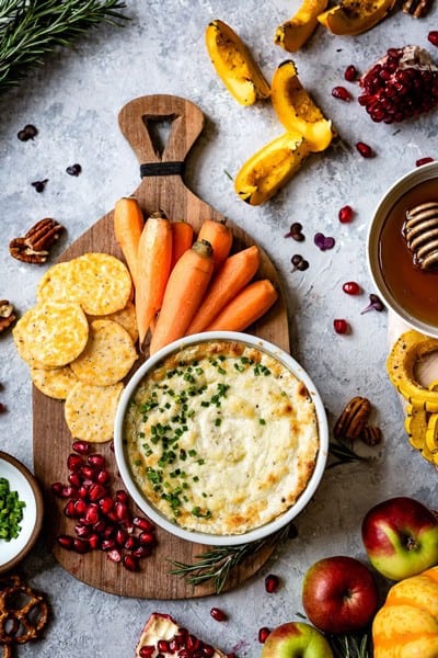 Baked Goat Cheese Dip as a part of easy healthy game day snacks round up
