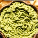 four ingredient guacamole served in a bowl