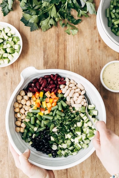 healthy game day food recipes Five Bean Salad as a part of game day appetizers recipe round up