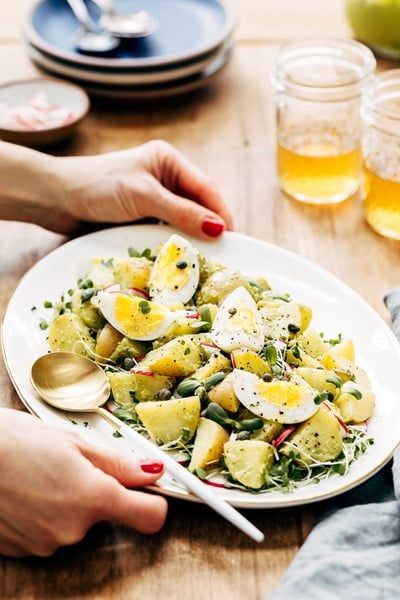 Deviled Egg Potato Salad as a part of healthy football game appetizers recipe round up