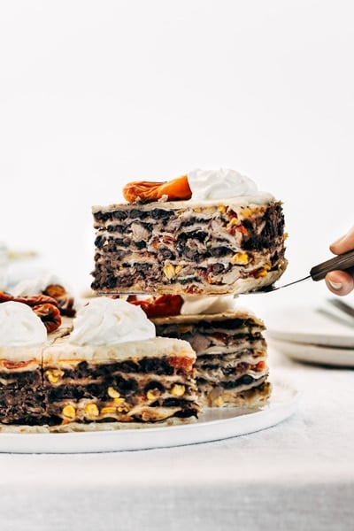 healthy game day dinners Chicken Quesadilla Cake for healthy super bowl recipes round up