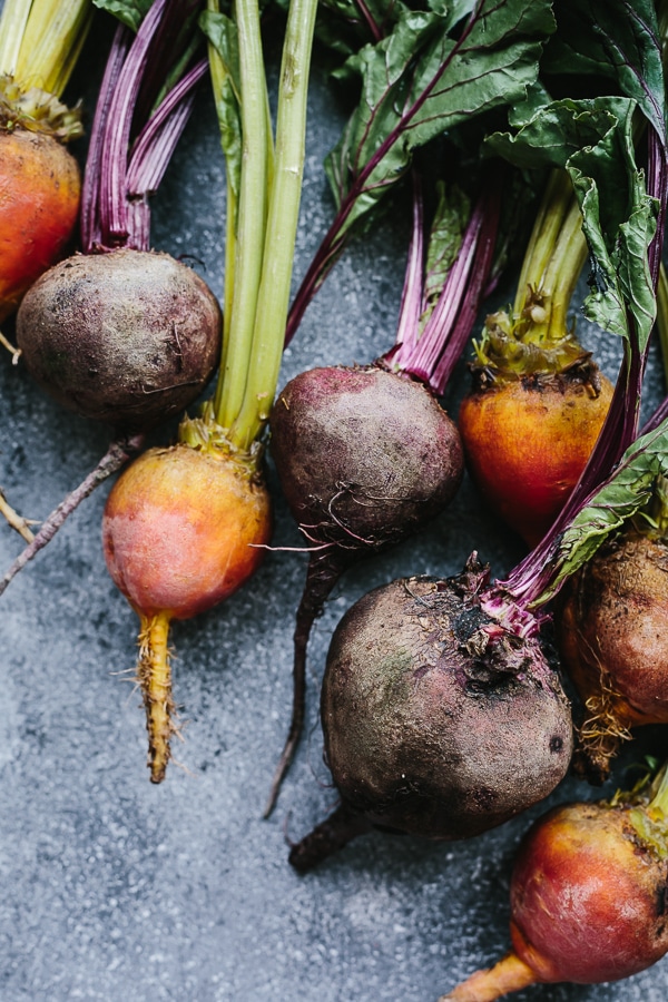 Colorful beets for beetroot spinach smoothie