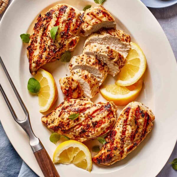 Mediterranean marinated chicken from the top view.