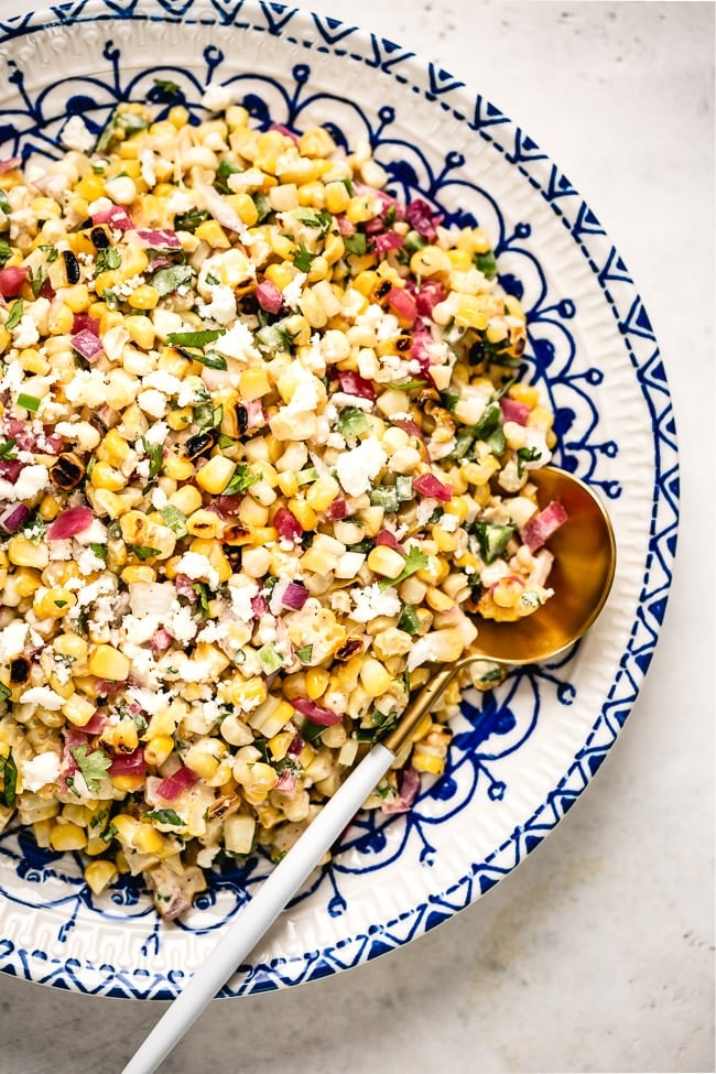 Mexican Street Corn Salad Recipe photographed on a plate