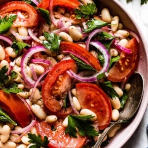 Tomato Salad with onions from the top view