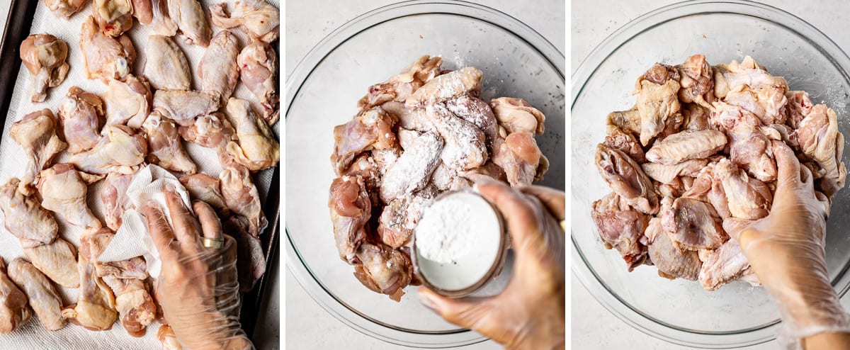 person preparing wings for slow cooking.