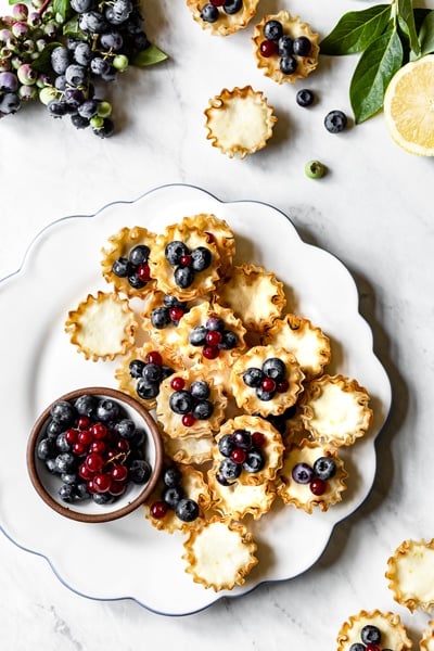 Mini Lemon Tarts with Blueberries - Easy Super Bowl Dessert Recipes